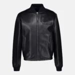 Aiden Men’s Classic Black Varsity Style Leather Bomber Jacket