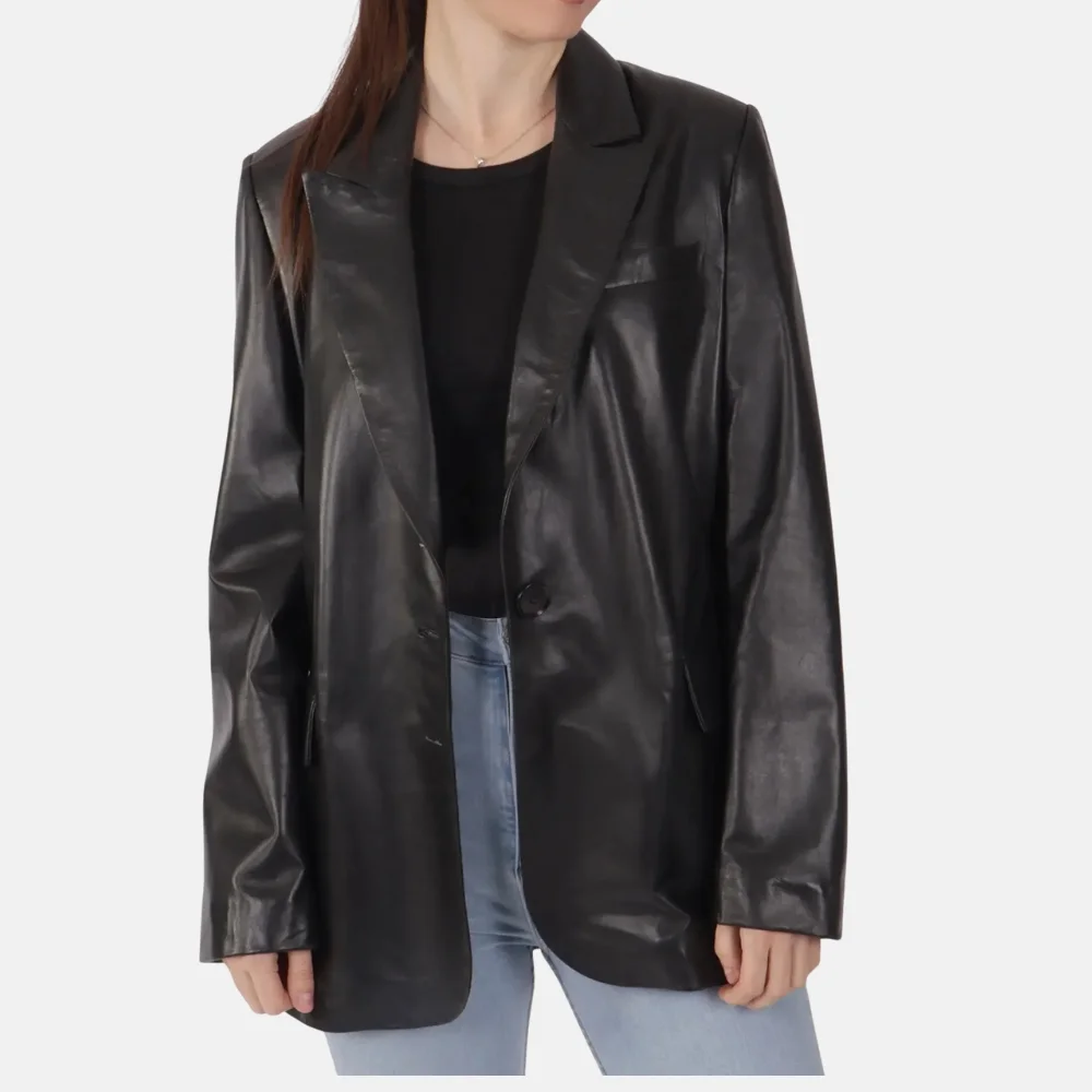Avery-Womens-Black-Leather-Blazer-with-Soft-Interior-Lining-2.webp Avery Women’s Black Leather Blazer with Soft Interior Lining - Image 1
