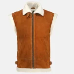 Catherine Women’s Brown Shearling Leather Vest for Winter Fashion