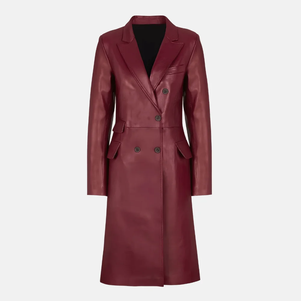 EUPHORIA-PRODUCT-IMAGES-1-8-1.webp Zendaya Burgundy Double-Breasted Leather Trench Coat - Image 1