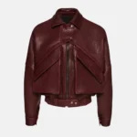 Barbara Palvin Leather Bomber Jacket