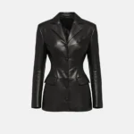 Rihanna Black Leather Blazer