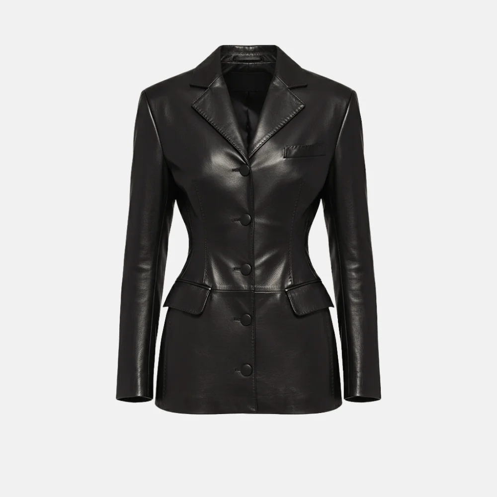 EUPHORIA-PRODUCT-IMAGES-26-1-1.webp Rihanna Black Leather Blazer - Image 1