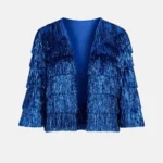 Eras Tour Taylor Swift Blue Tinsel Fringe Jacket