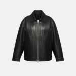 Hailey Bieber Black Oversized Bomber Leather Jacket