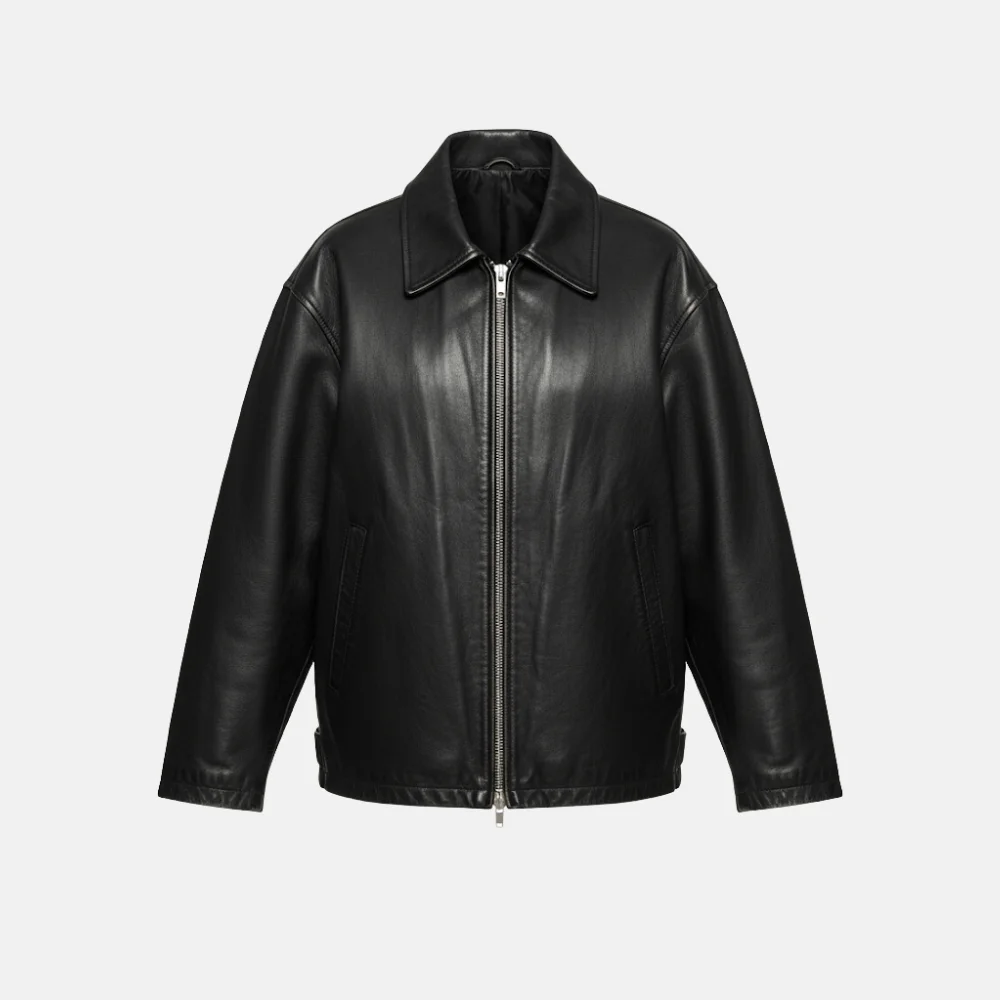 EUPHORIA-PRODUCT-IMAGES-48-1.webp Hailey Bieber Black Oversized Bomber Leather Jacket - Image 1