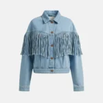 Landman Michelle Randolph Denim Fringe Jacket