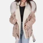 Grace Women’s Pink B-3 Bomber Leather Jacket for Stylish Look