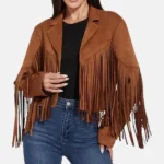Madison Women’s Brown Western Style Fringed Leather Jacket for Cowgirl Look