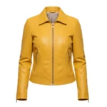 Pluribus Rhea Seehorn Yellow Leather Jacket