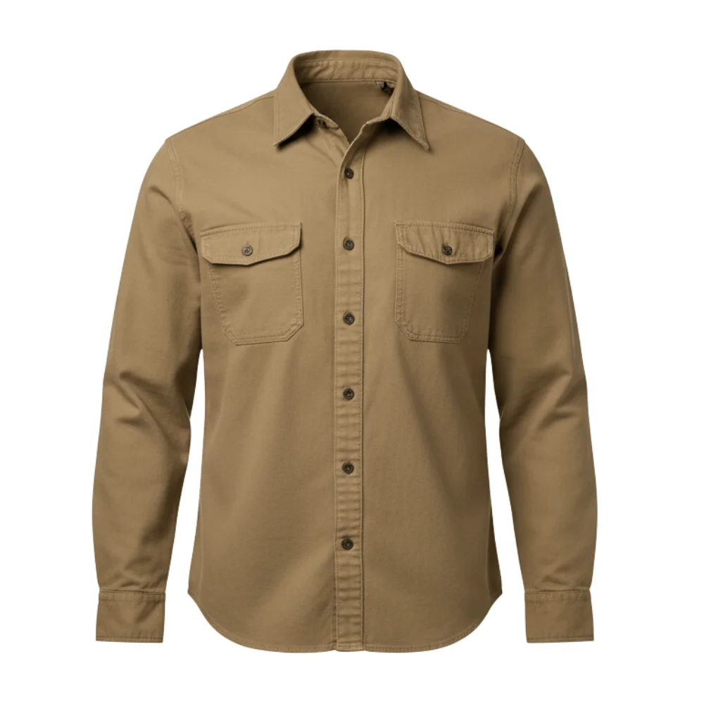 Products-2025-11-21T122134.613.webp Untamed Eric Bana Kyle Turner Brown Cotton Shirt - Image 1
