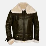 Tyler Men’s Brown B-3 Shearling Leather Aviator Bomber Jacket