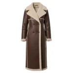 Gigi Hadid Shearling Brown Leather Trench Coat
