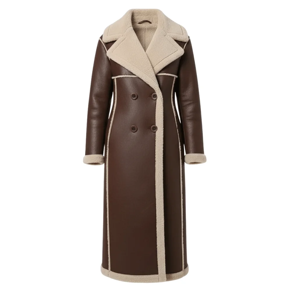 Untitled-design-11-11.webp Gigi Hadid Shearling Brown Leather Trench Coat - Image 1