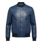 Tyler Men’s Blue Leather Bomber Jacket