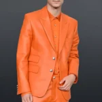 Marty Supreme L.A. Premiere Timothee Chalamet Orange Blazer