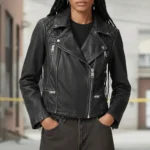 Mercy Kali Reis Black Leather Double Rider Jacket