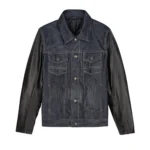 Colin Men’s Blue Trucker Leather Jacket
