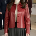 Queen Letizia Red Leather Jacket