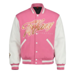 Men's Pink Tiffany Stratton Tiffy Time Full-Snap Varsity Jacket