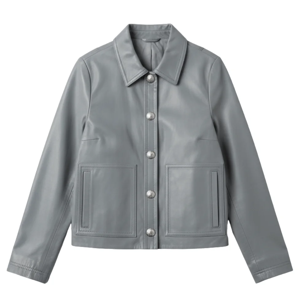 Untitled-design-3-5.webp Law & Order Special Victims Unit Mariska Hargitay Grey Leather Jacket - Image 1