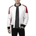 Kelce Men’s White Leather Varsity Jacket