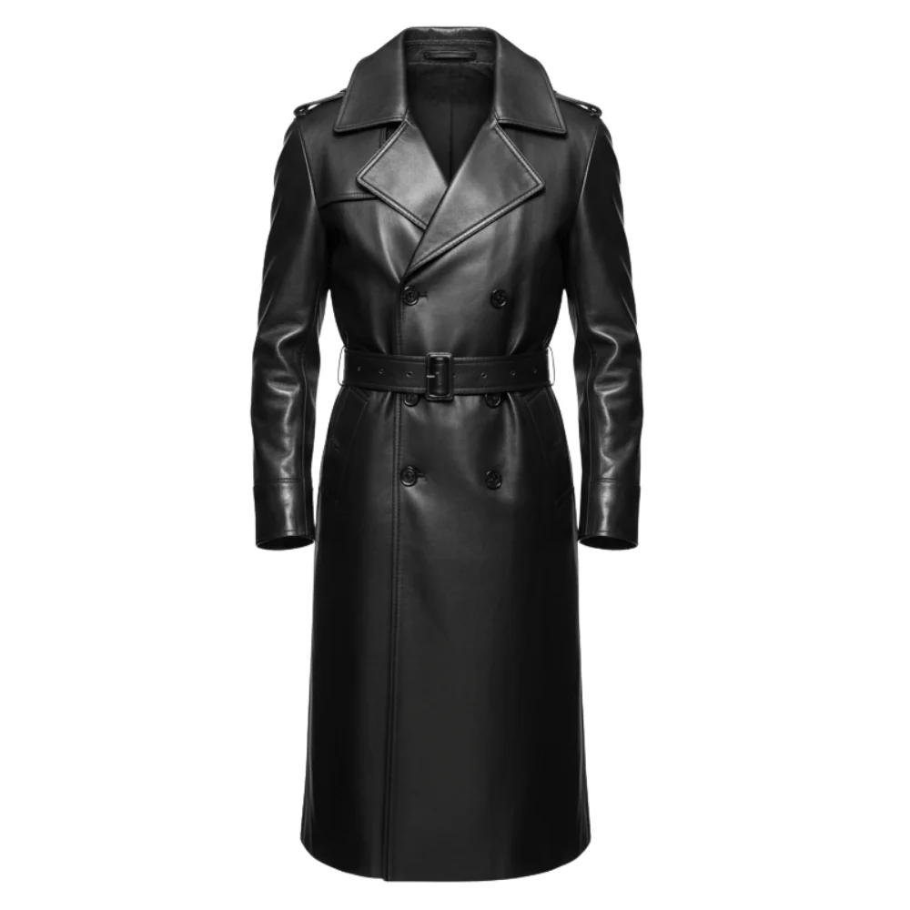 Untitled-design-7-4.webp Tam Men’s Black Leather Trench Coat - Image 1