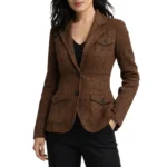 Sunny Nights Ra Chapman Plaid Brown Blazer
